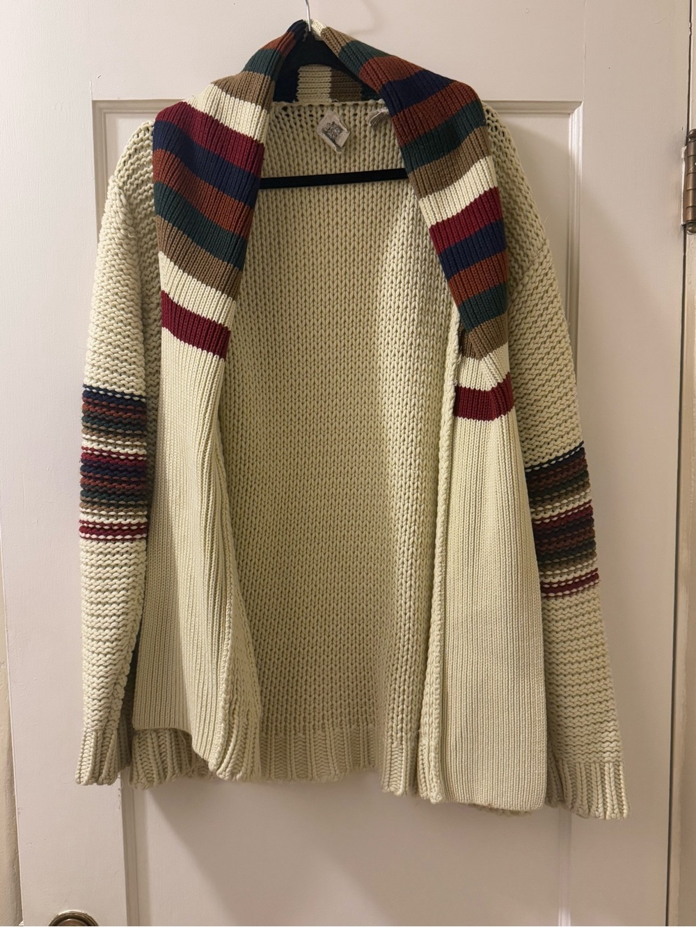 vintage 1970s Kennington Ltd. California chunky knit shawl-collar cardigan.